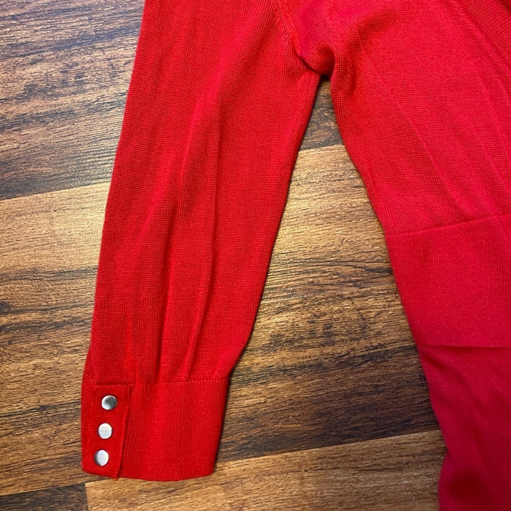 PREMISE womens open front 3/4 sleeves red cardigan/ size S - Picture 3 of 4